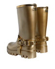 Dolce & Gabbana Metallic Gold Rubber PVC Rain Boots Shoes