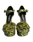 Dolce & Gabbana Green Exotic Leather Ankle Strap Heels Sandals Shoes
