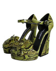 Dolce & Gabbana Green Exotic Leather Ankle Strap Heels Sandals Shoes