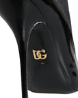 Dolce & Gabbana Black Leather Stilettos Booties Socks Shoes