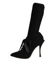 Dolce & Gabbana Black Stiletto Heels Mid Calf Boots Shoes