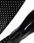 Dolce & Gabbana Black Polka Dot Rubber Knee High Boots Shoes