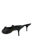Dolce & Gabbana Black Leather Heels Slides Sandals Shoes