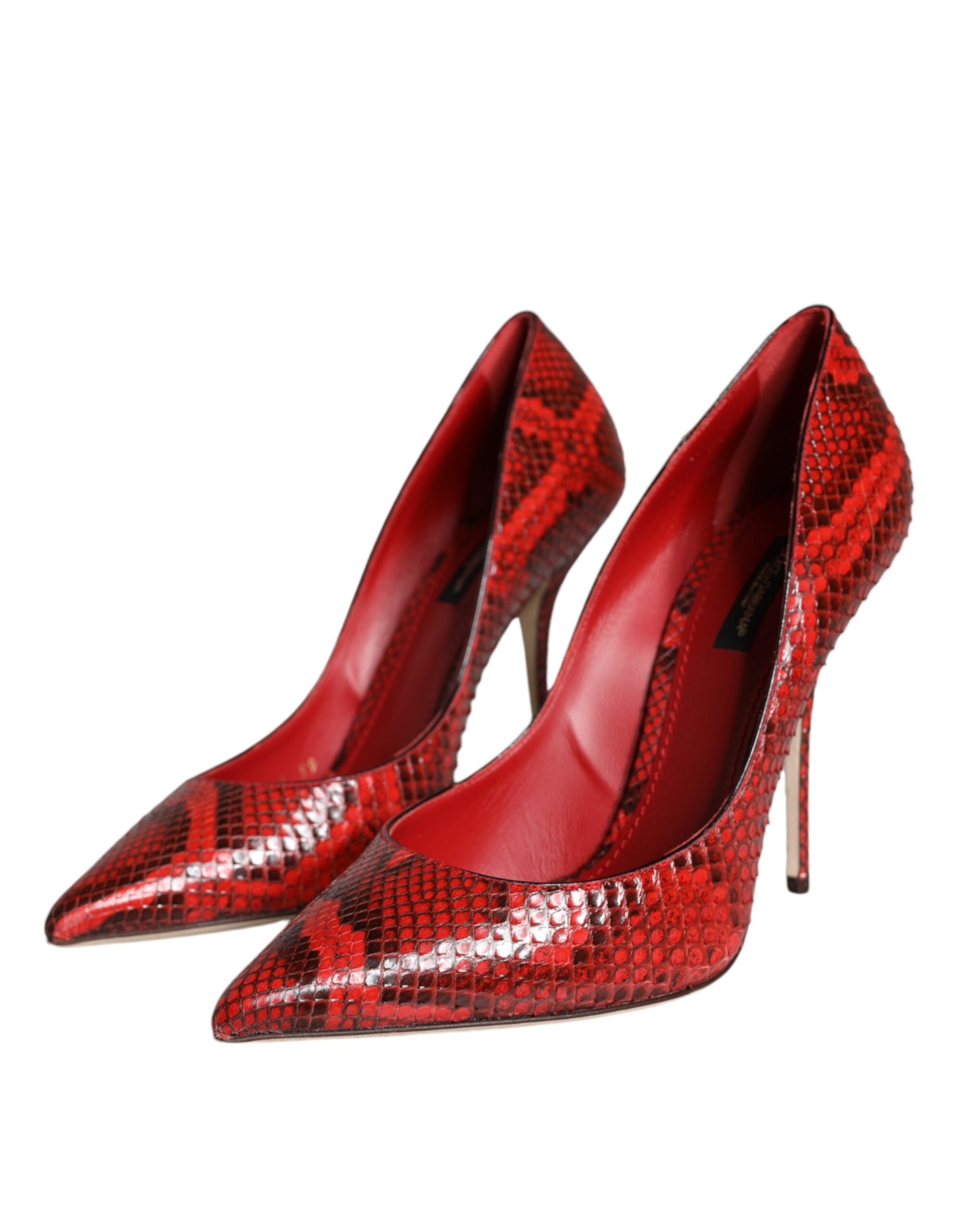 Dolce &amp; Gabbana Red Leather Stiletto High Heels Pumps Shoes