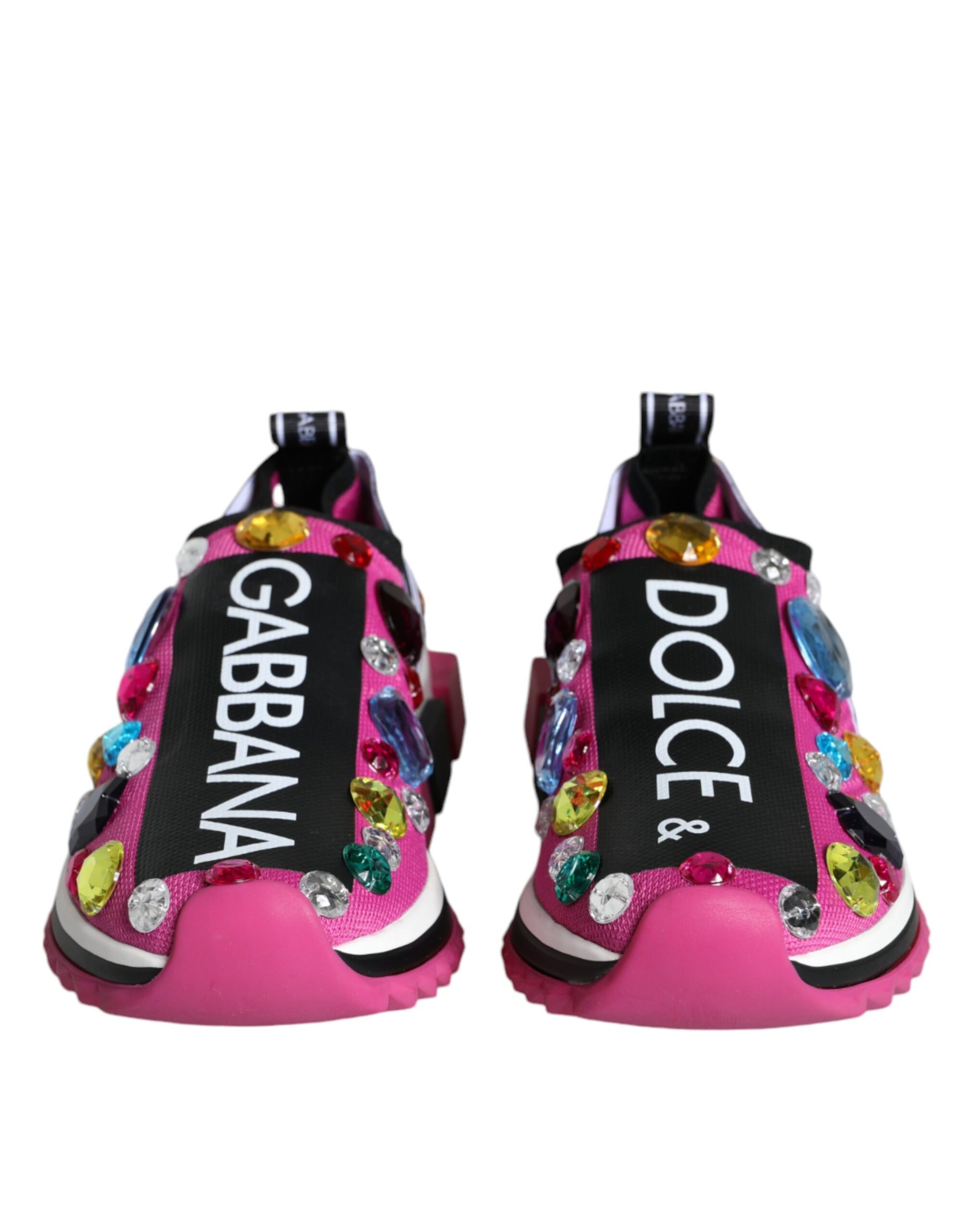 Dolce &amp; Gabbana Pink Sorrento Crystals Low Top Sneakers Shoes