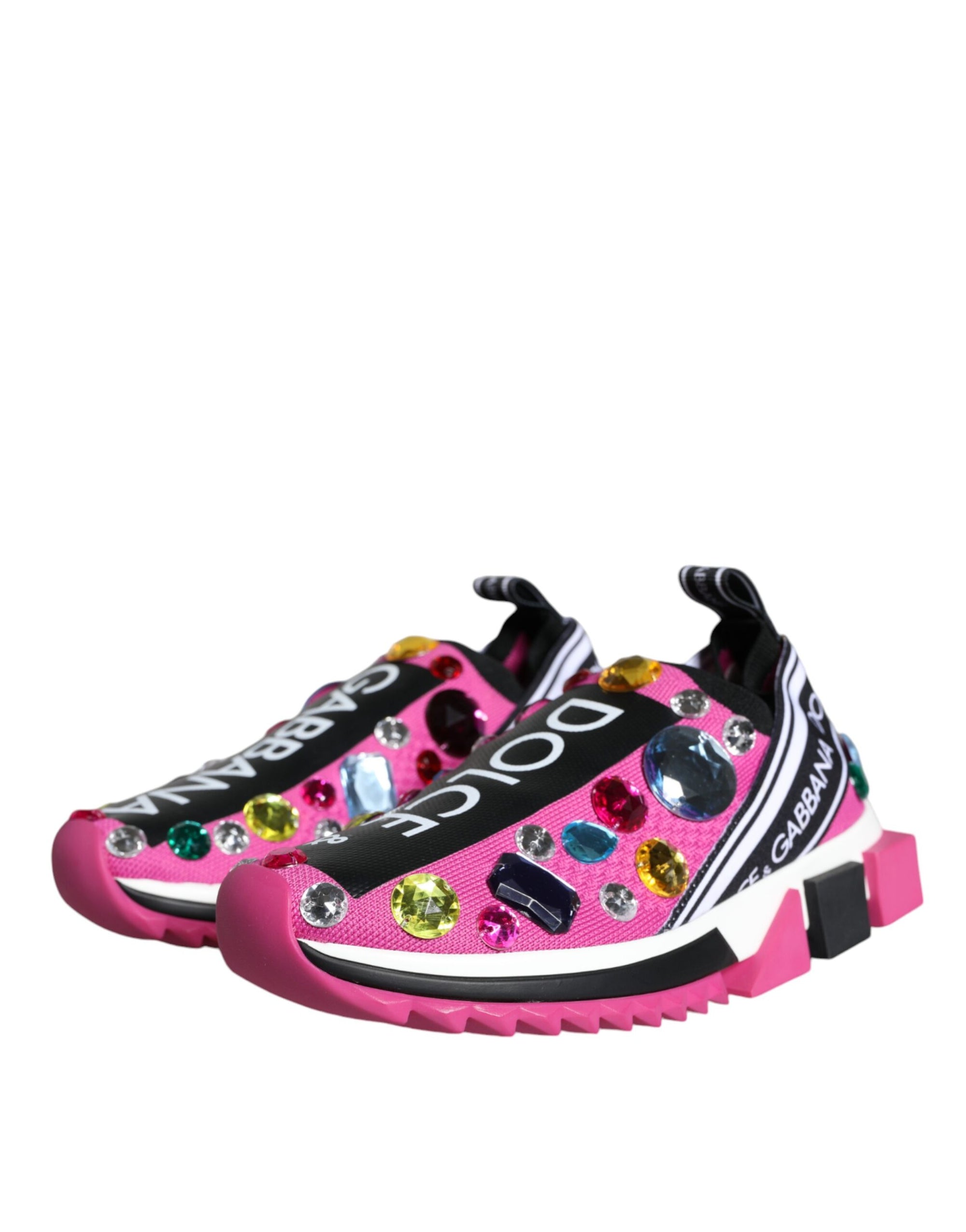 Dolce &amp; Gabbana Pink Sorrento Crystals Low Top Sneakers Shoes