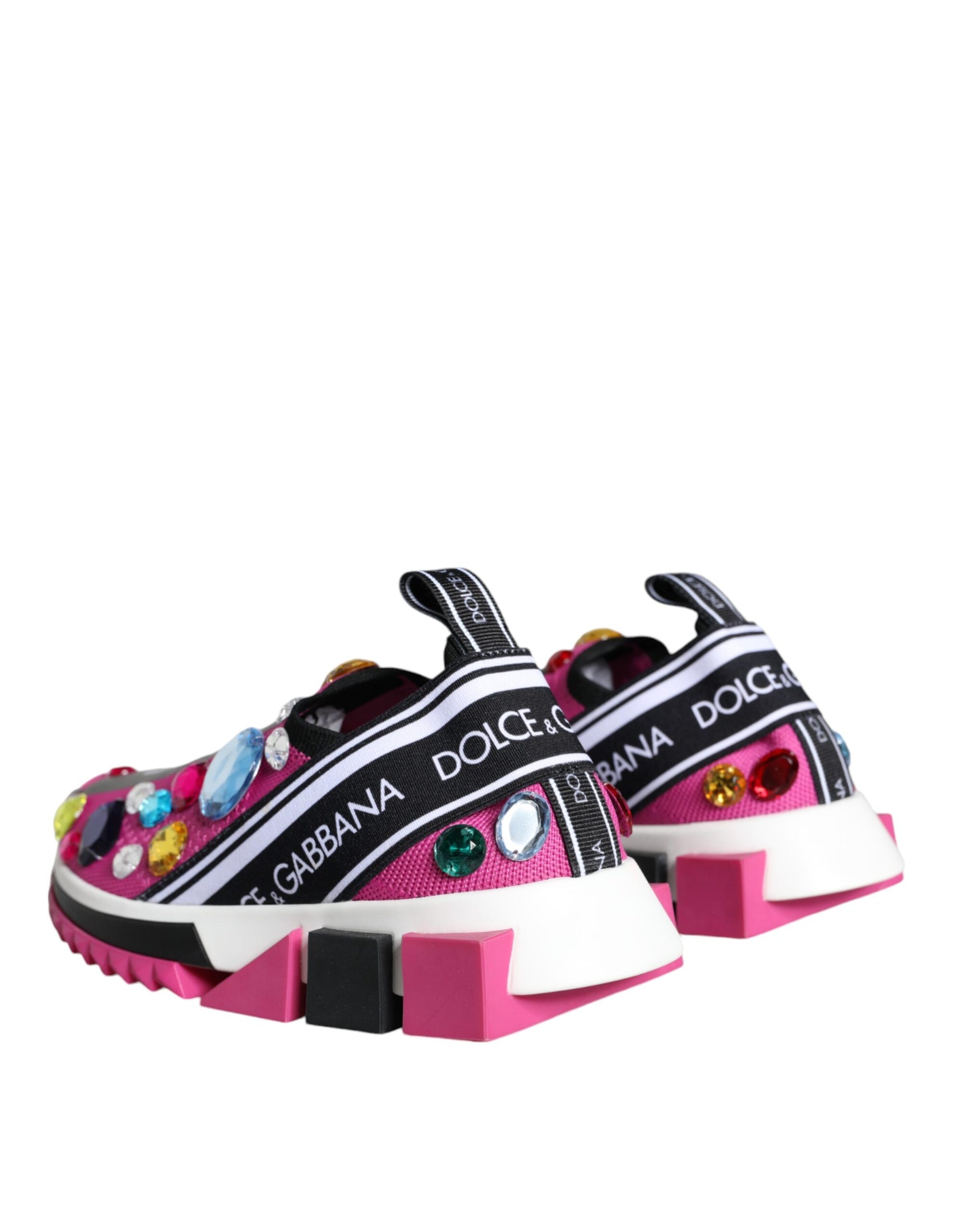 Dolce &amp; Gabbana Pink Sorrento Crystals Low Top Sneakers Shoes