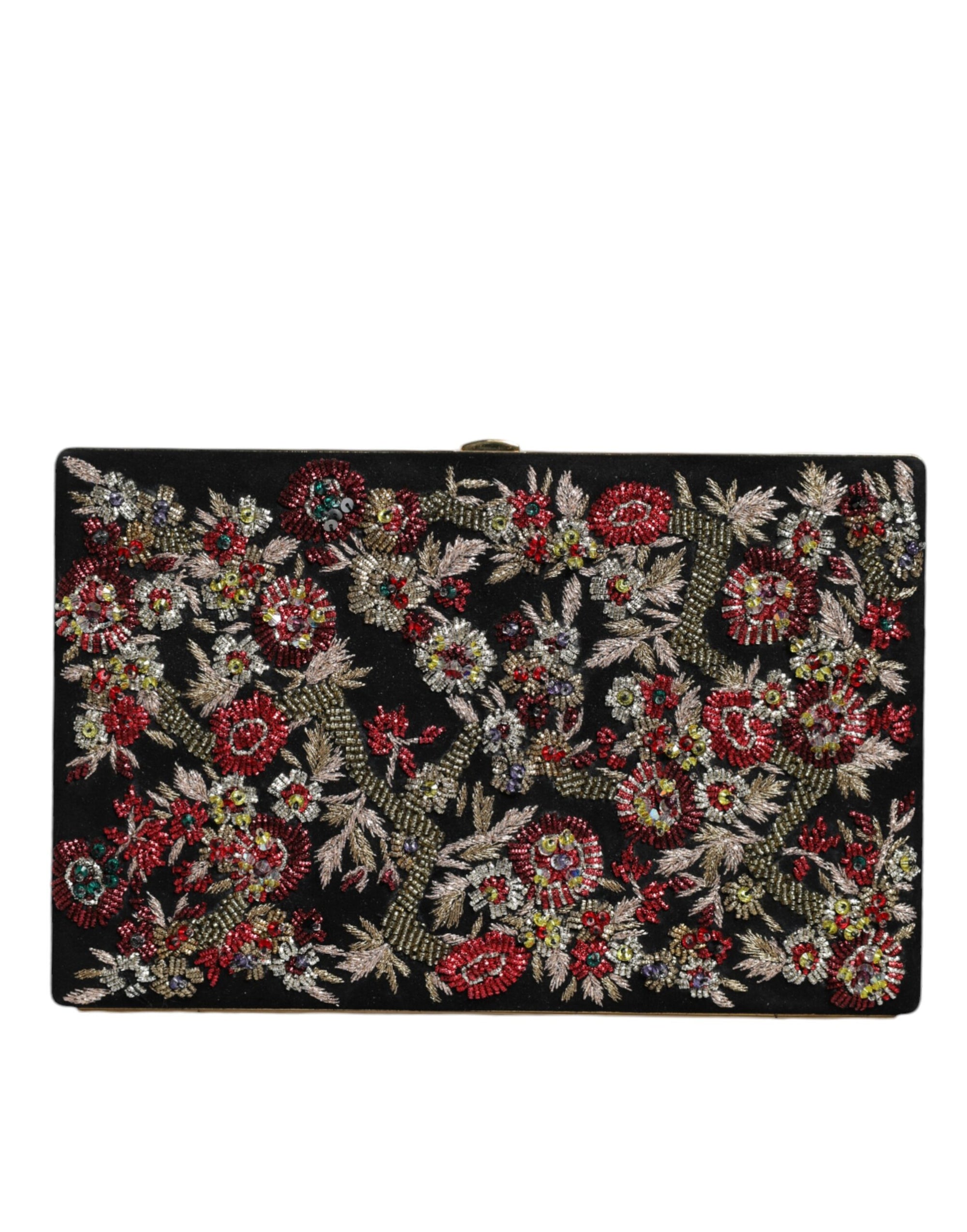 Dolce &amp; Gabbana Multicolor Floral Gold Frame Clutch Evening Purse Bag