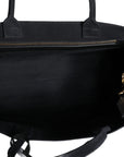 Versace Black Top Handle Canvas Leather Logo Crossbody Tote Bag