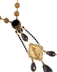Dolce & Gabbana Gold Chain Brass Black Beaded Rosary Style Necklace