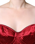 Dolce & Gabbana Red Bustier Corset Lace Bodycon Midi Dress