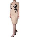 Moschino Beige Cotton Short Sleeve Knee Length Dress