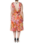 Dolce & Gabbana Multicolor Floral Sleeveless V-neck Midi Dress