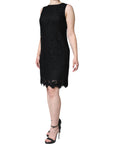 Dolce & Gabbana Black Floral Lace Sheath Sleeveless Mini Dress