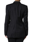 Dolce & Gabbana Black Striped Double Breasted Coat Jacket