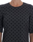 Dolce & Gabbana Gray Polka Dotted Wool Stretch Dress