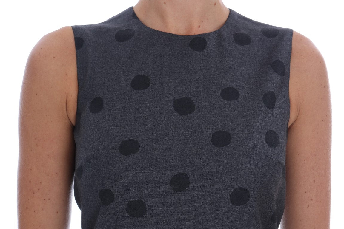 Dolce &amp; Gabbana Gray Polka Dotted Sheath Wool Dress
