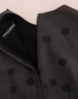 Dolce & Gabbana Gray Polka Dotted Sheath Wool Dress