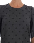 Dolce & Gabbana Gray Polka Dotted Sheath Wool Dress