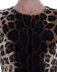 Dolce & Gabbana Brown Leopard Print Silk Sheath Dress