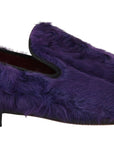 Dolce & Gabbana Purple Sheep Fur Leather Loafers