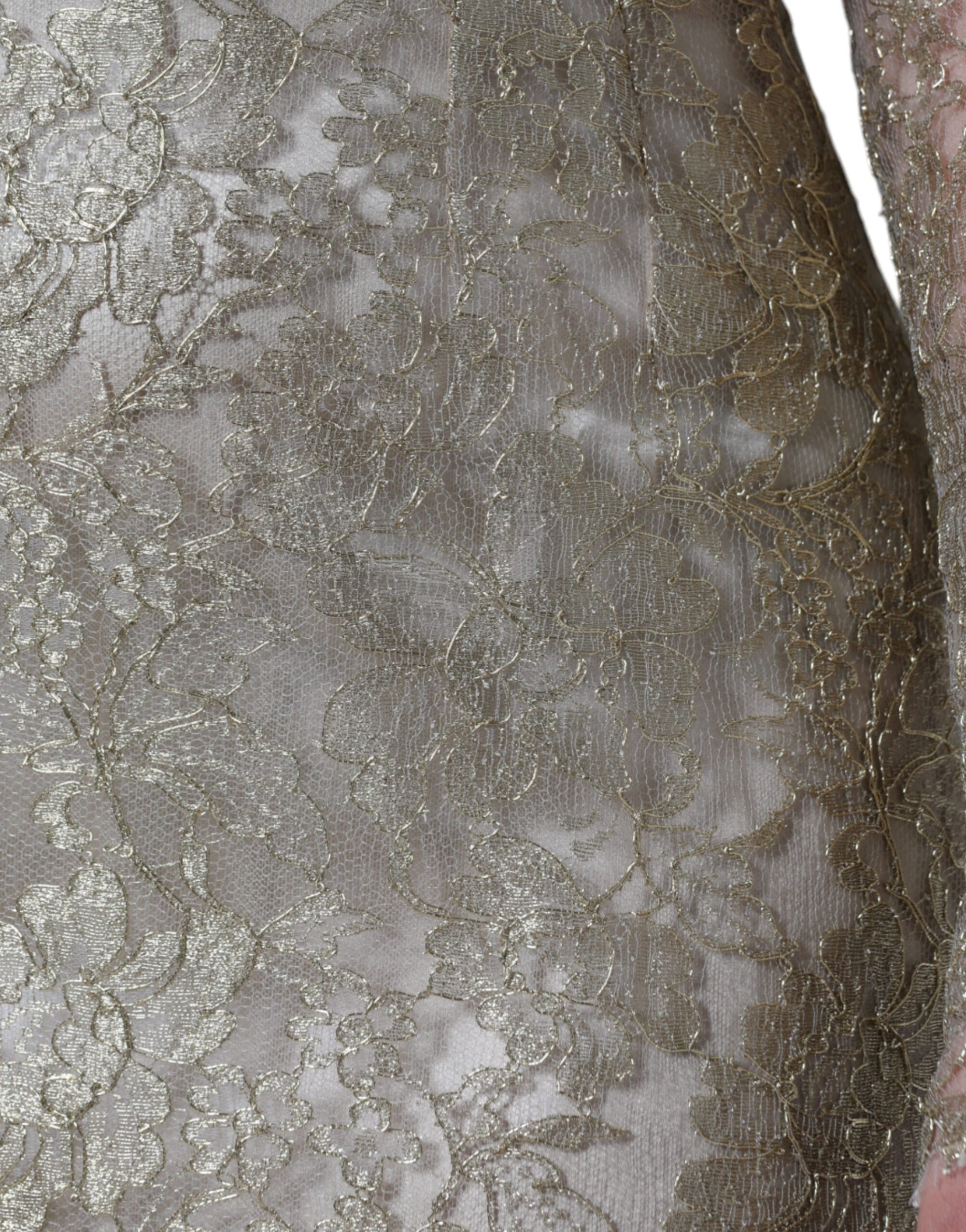 Dolce &amp; Gabbana Gold Floral Lace A-line Sheath Mini Dress
