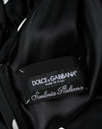 Dolce & Gabbana Black Silk Polka Dot Vneck Tassel Midi Dress