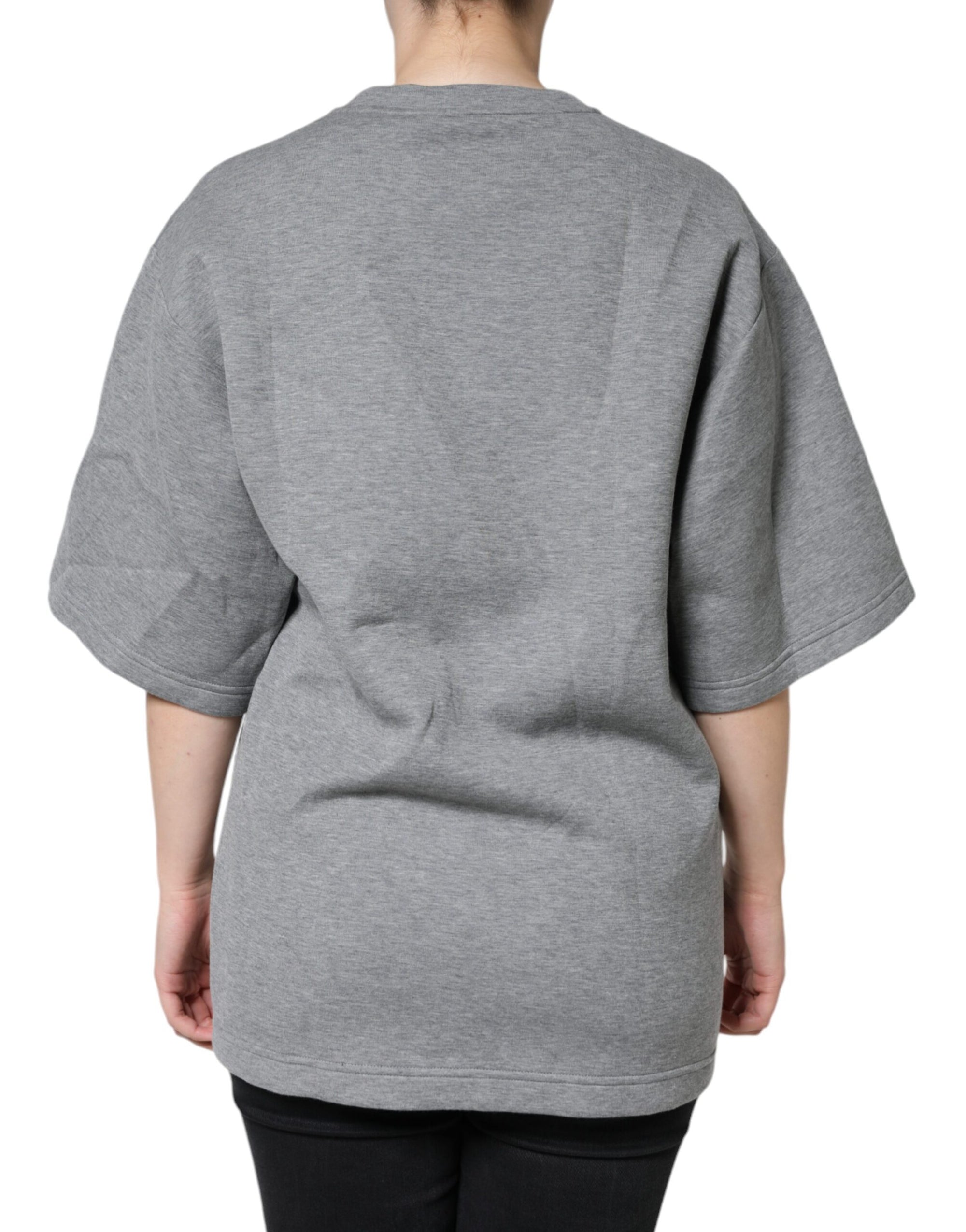 Dolce &amp; Gabbana Gray Cotton Blend Embellished Tee T-shirt