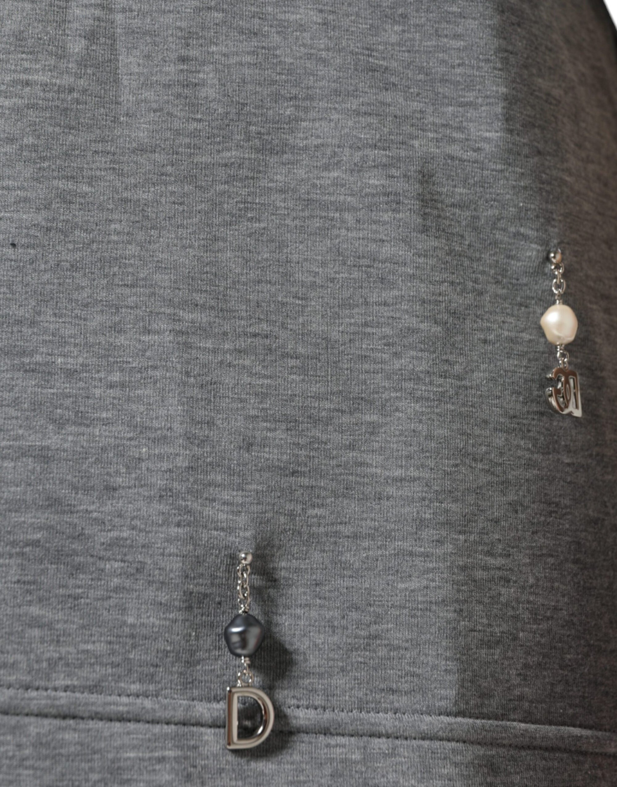 Dolce &amp; Gabbana Gray Cotton Blend Embellished Tee T-shirt