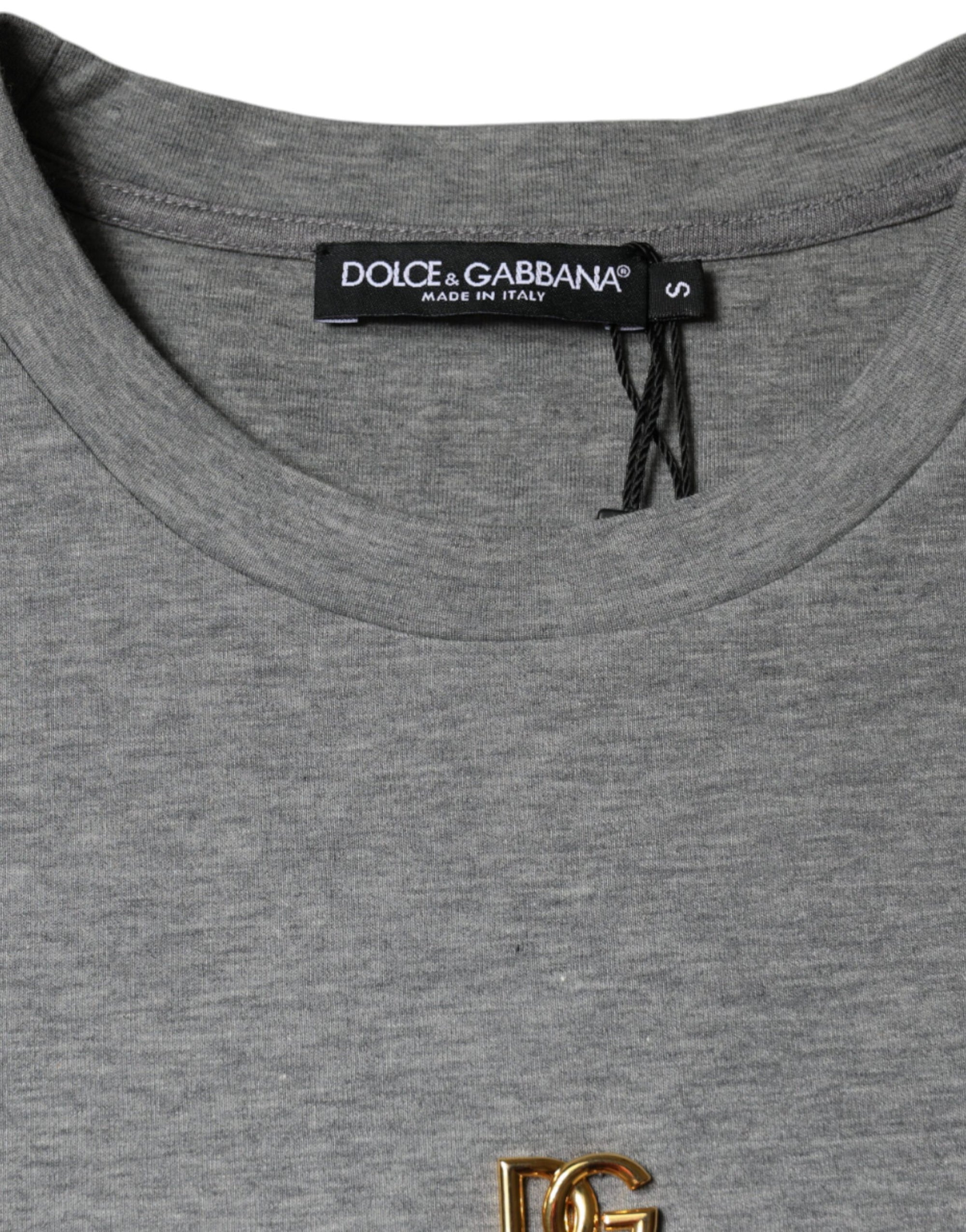 Dolce &amp; Gabbana Gray Cotton Blend Embellished Tee T-shirt