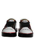 Dolce & Gabbana White Red Crystals Leather Portofino Sneakers Shoes