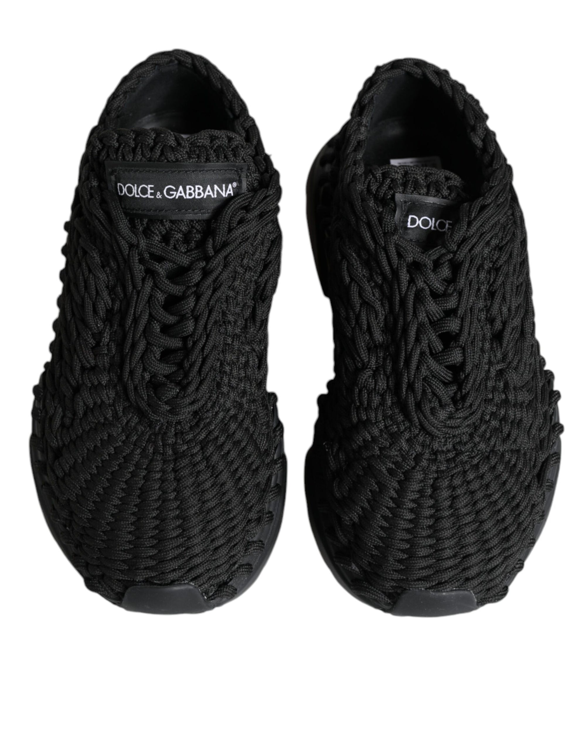 Dolce &amp; Gabbana Black Knitted Daymaster Sneakers Shoes