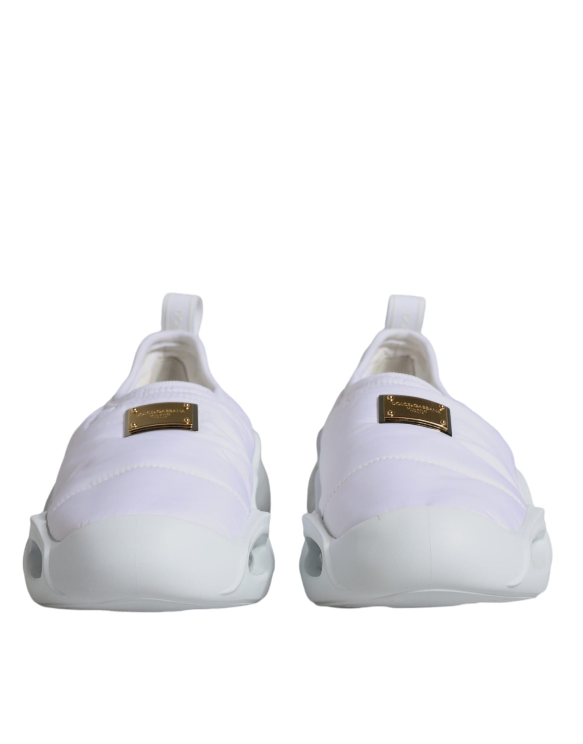 Dolce &amp; Gabbana White Padded Fabric Low Top Sneakers Shoes
