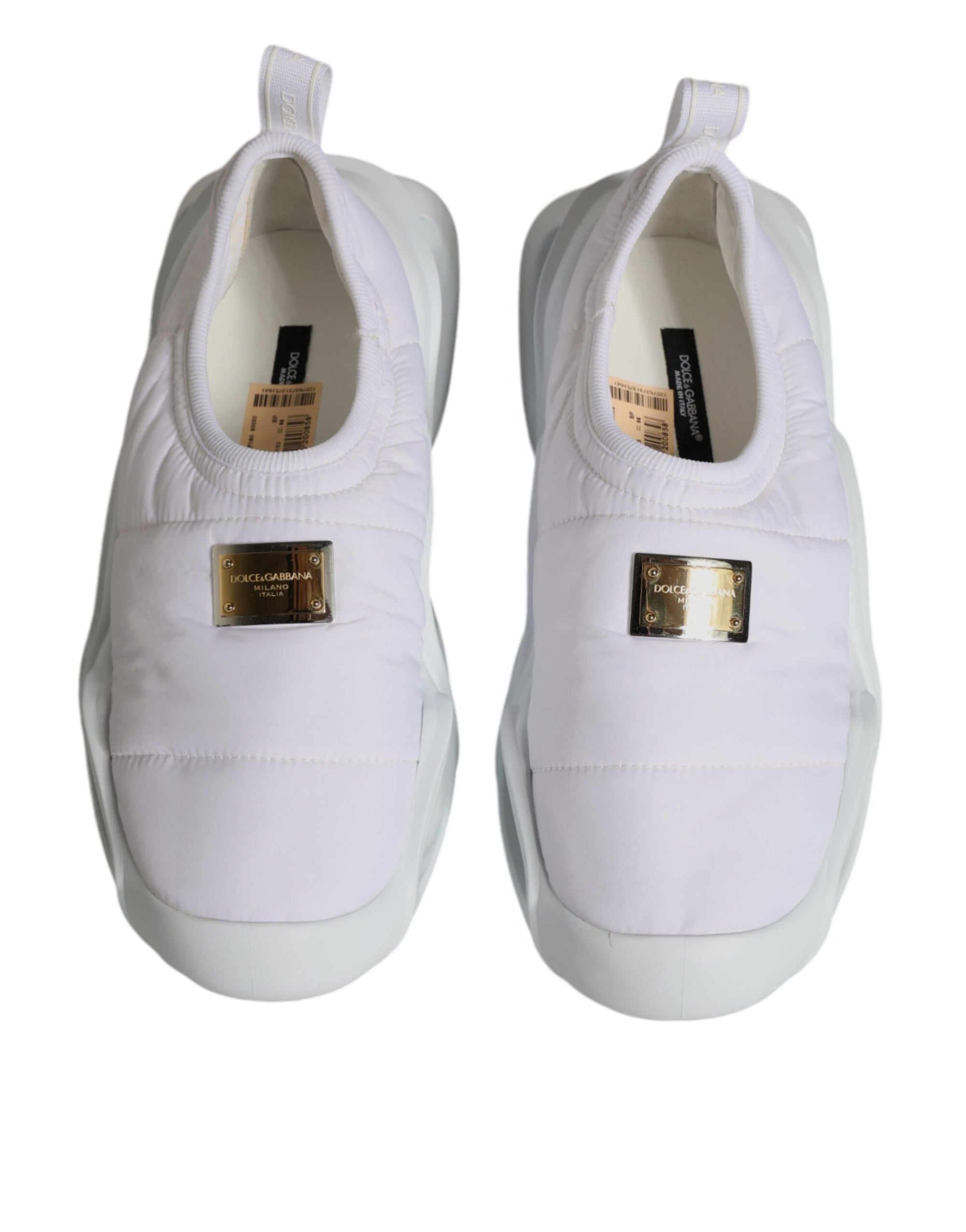 Dolce &amp; Gabbana White Padded Fabric Low Top Sneakers Shoes