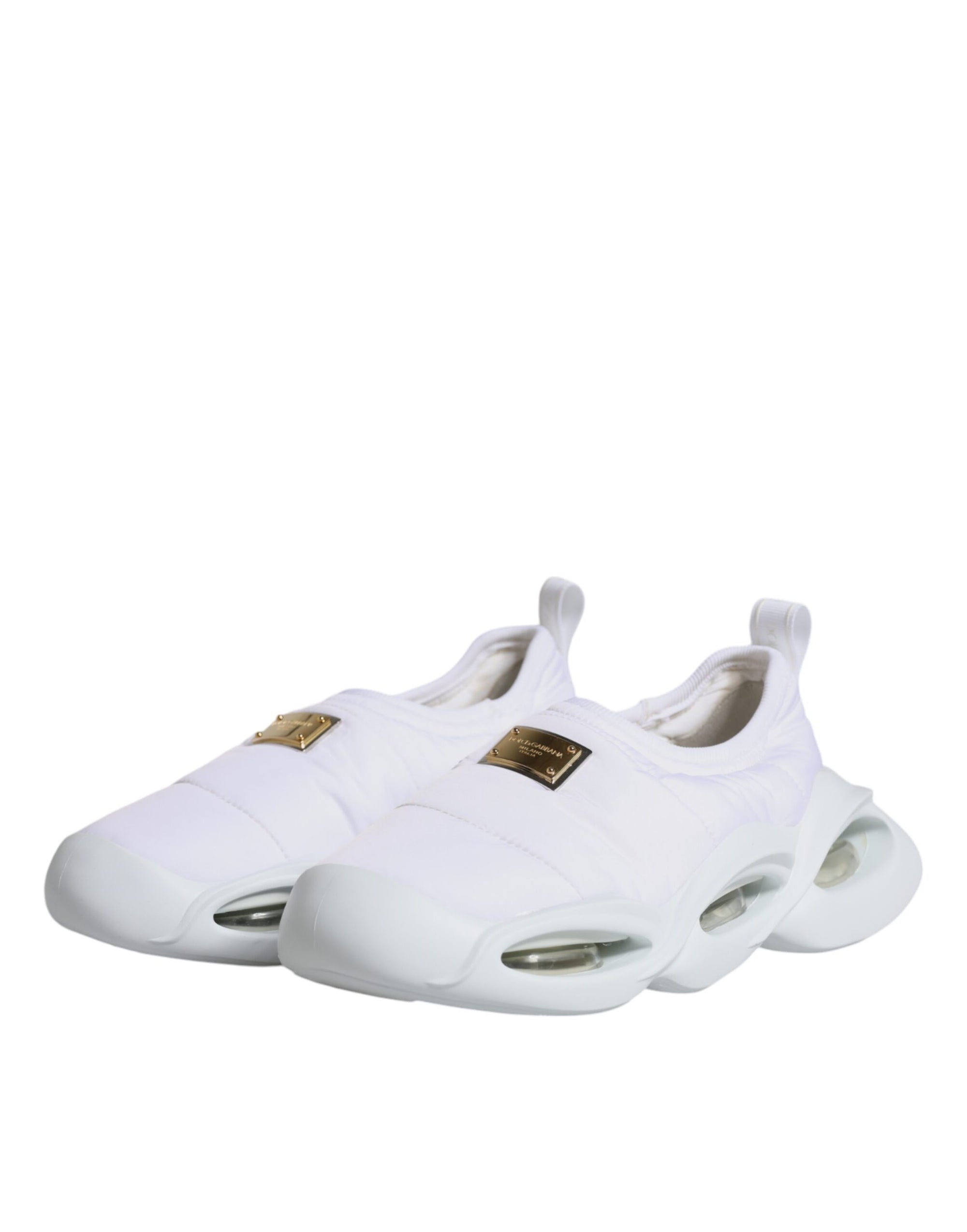 Dolce &amp; Gabbana White Padded Fabric Low Top Sneakers Shoes