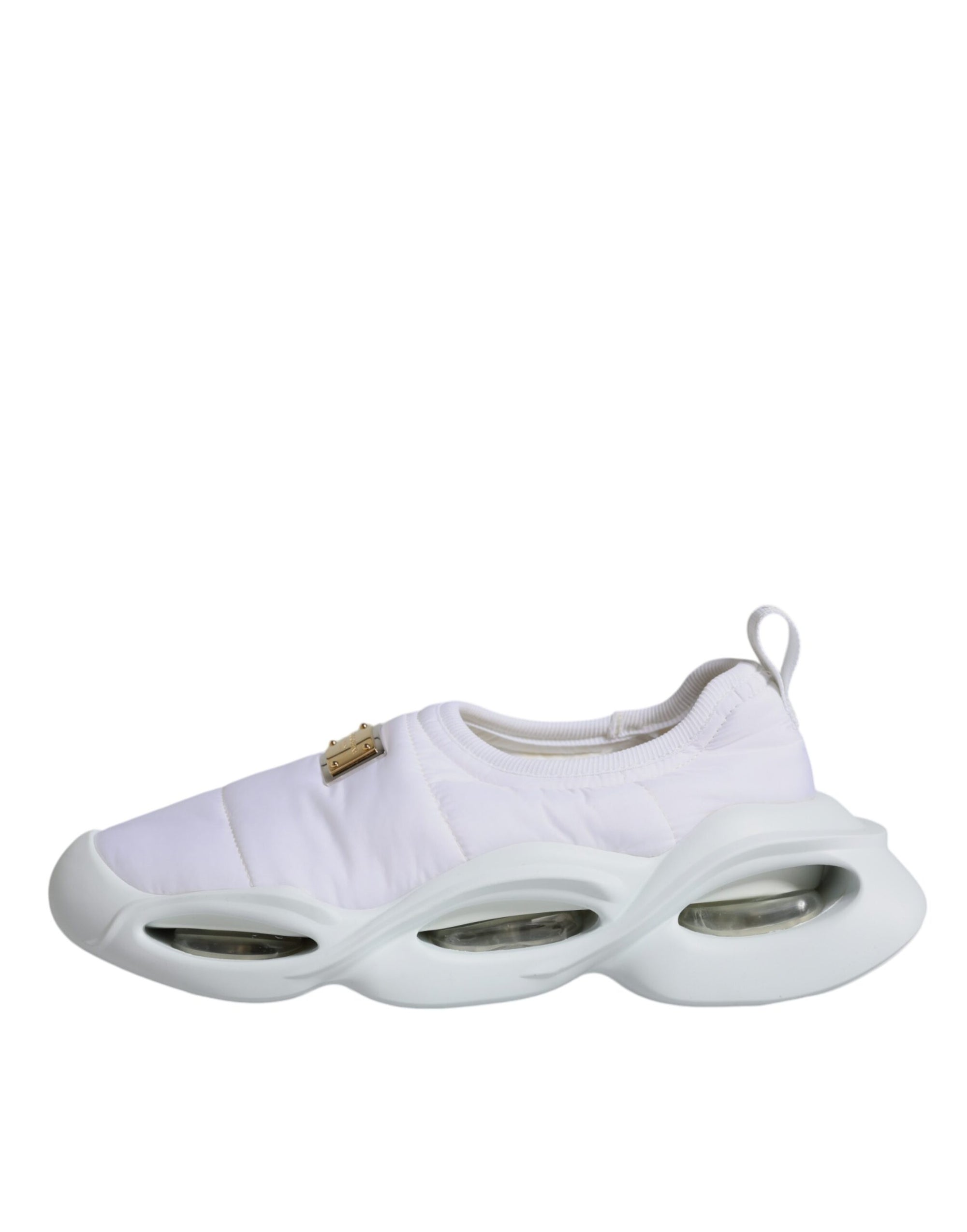 Dolce &amp; Gabbana White Padded Fabric Low Top Sneakers Shoes