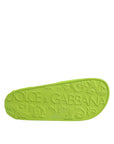 Dolce & Gabbana Green Rubber Slides Sandals Beachwear Shoes