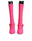 Dolce & Gabbana Pink Nylon Crystal Vally High Boots Shoes