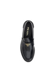 Prada Black Leather Logo Loafers