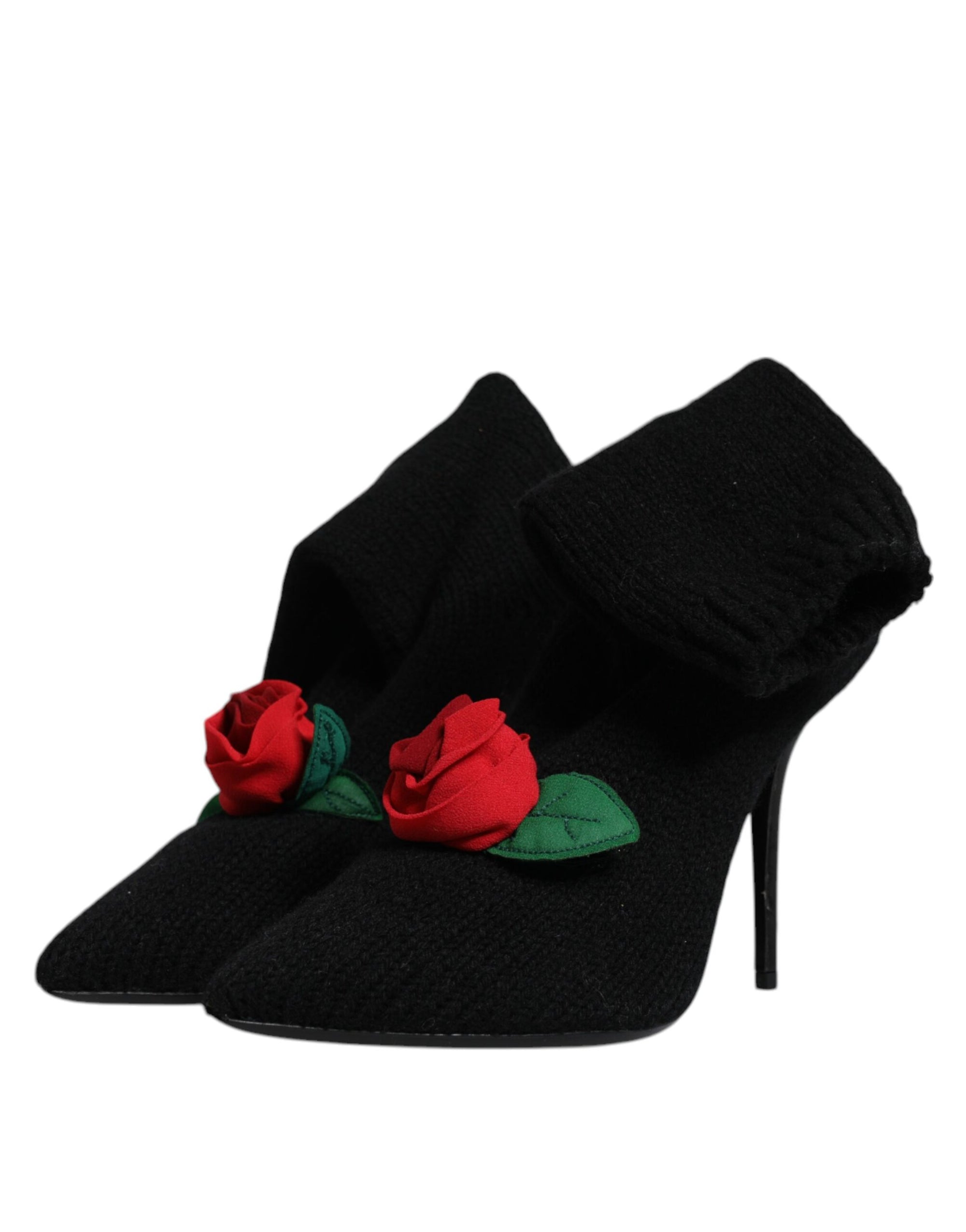 Dolce &amp; Gabbana Black Stiletto Heels Mid Calf Boots Shoes
