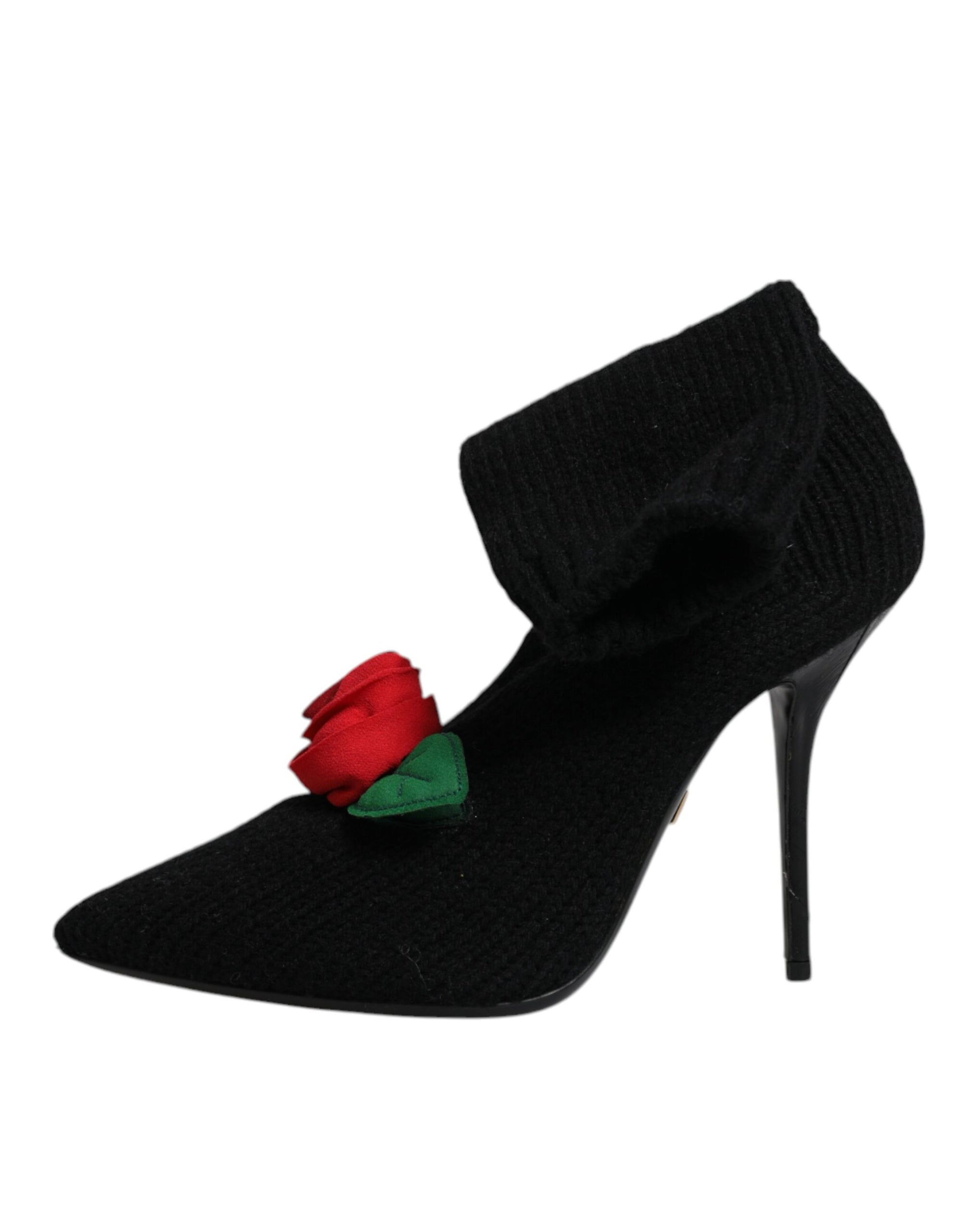 Dolce &amp; Gabbana Black Stiletto Heels Mid Calf Boots Shoes