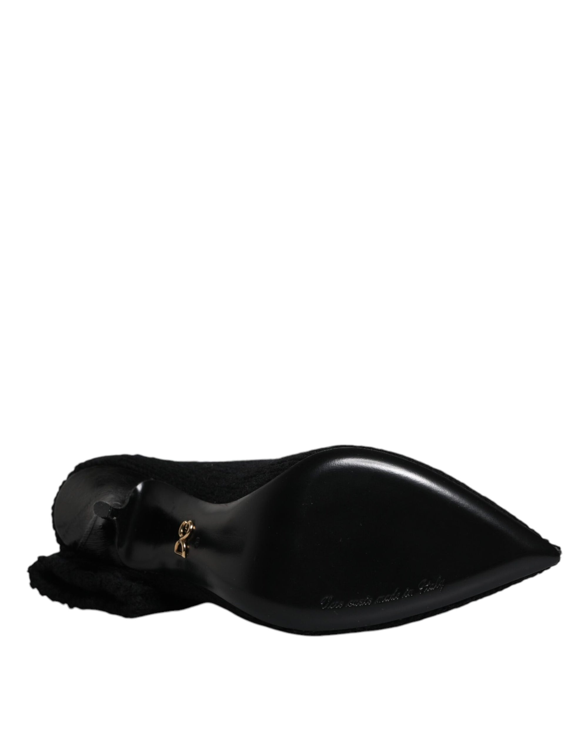 Dolce &amp; Gabbana Black Stiletto Heels Mid Calf Boots Shoes