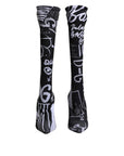 Dolce & Gabbana Black Logo Stretch Heels High Boots Shoes