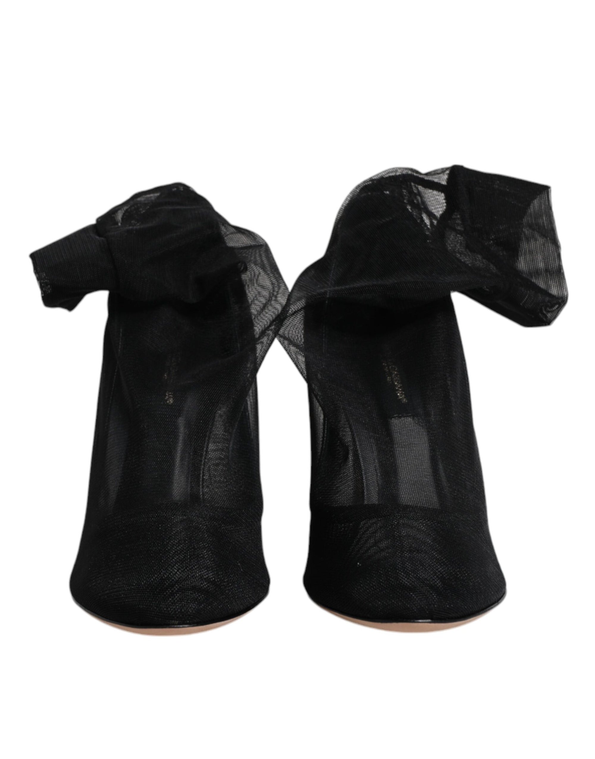 Dolce &amp; Gabbana Black Nylon Mesh Sock Style Boots Shoes