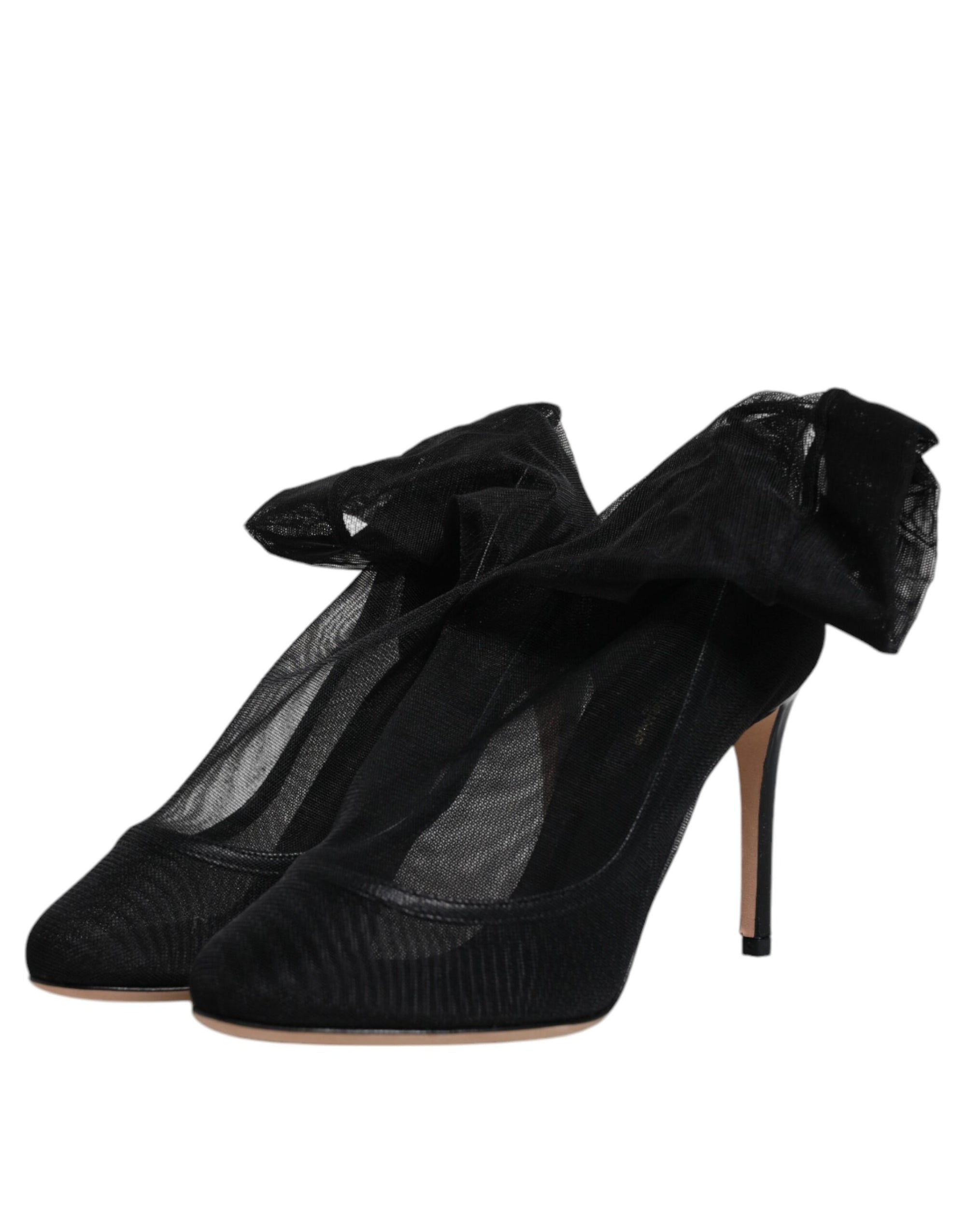 Dolce &amp; Gabbana Black Nylon Mesh Sock Style Boots Shoes