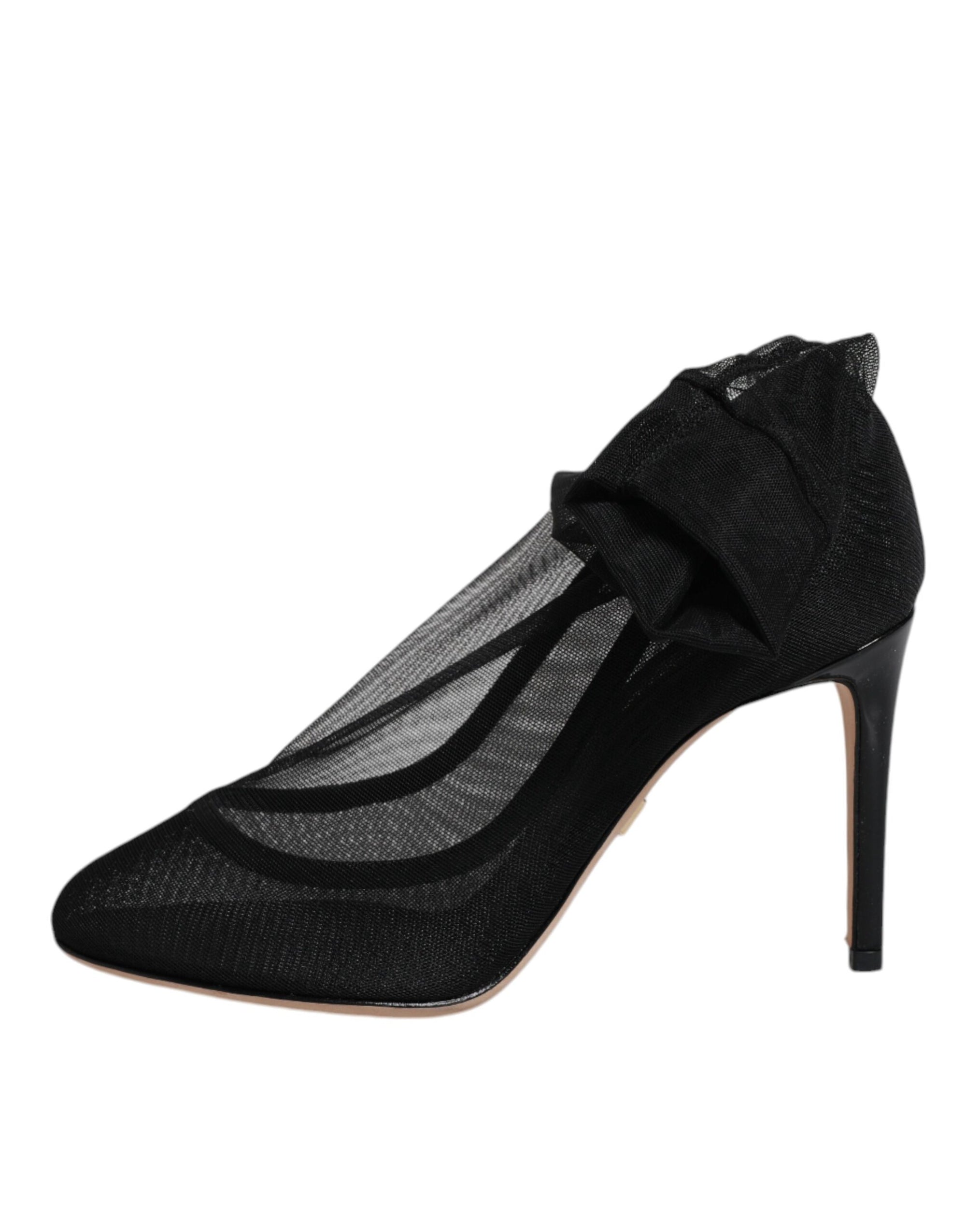 Dolce &amp; Gabbana Black Nylon Mesh Sock Style Boots Shoes