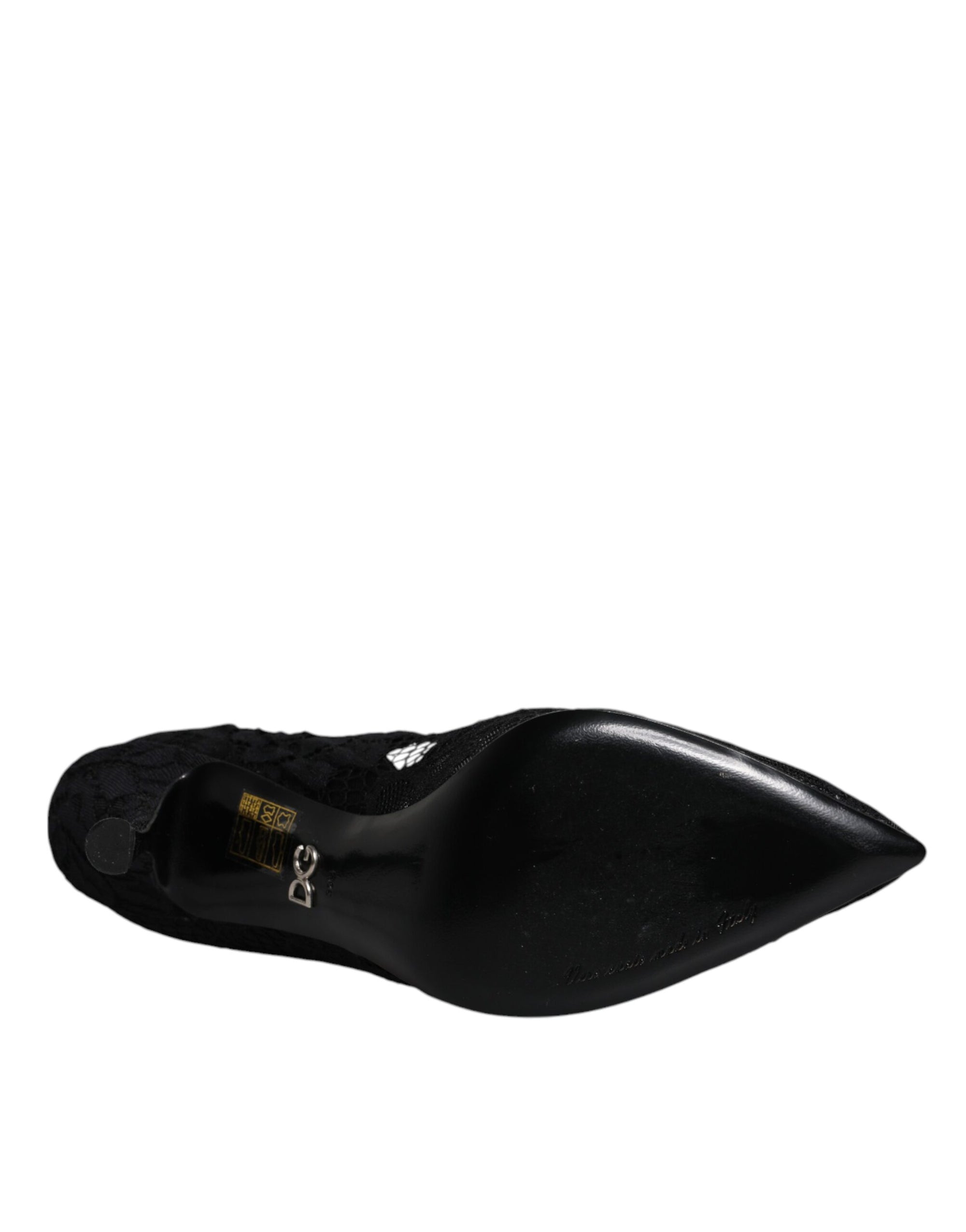 Dolce &amp; Gabbana Black Lace Crystals Mary Jane Pumps Shoes