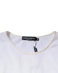 Dolce & Gabbana White Cotton Silk Round Neck Wrap Blouse Top