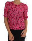 Dolce & Gabbana Pink Polka Dotted Silk Blouse