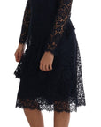 Dolce & Gabbana Blue Taormina Floral Lace Sheath Dress